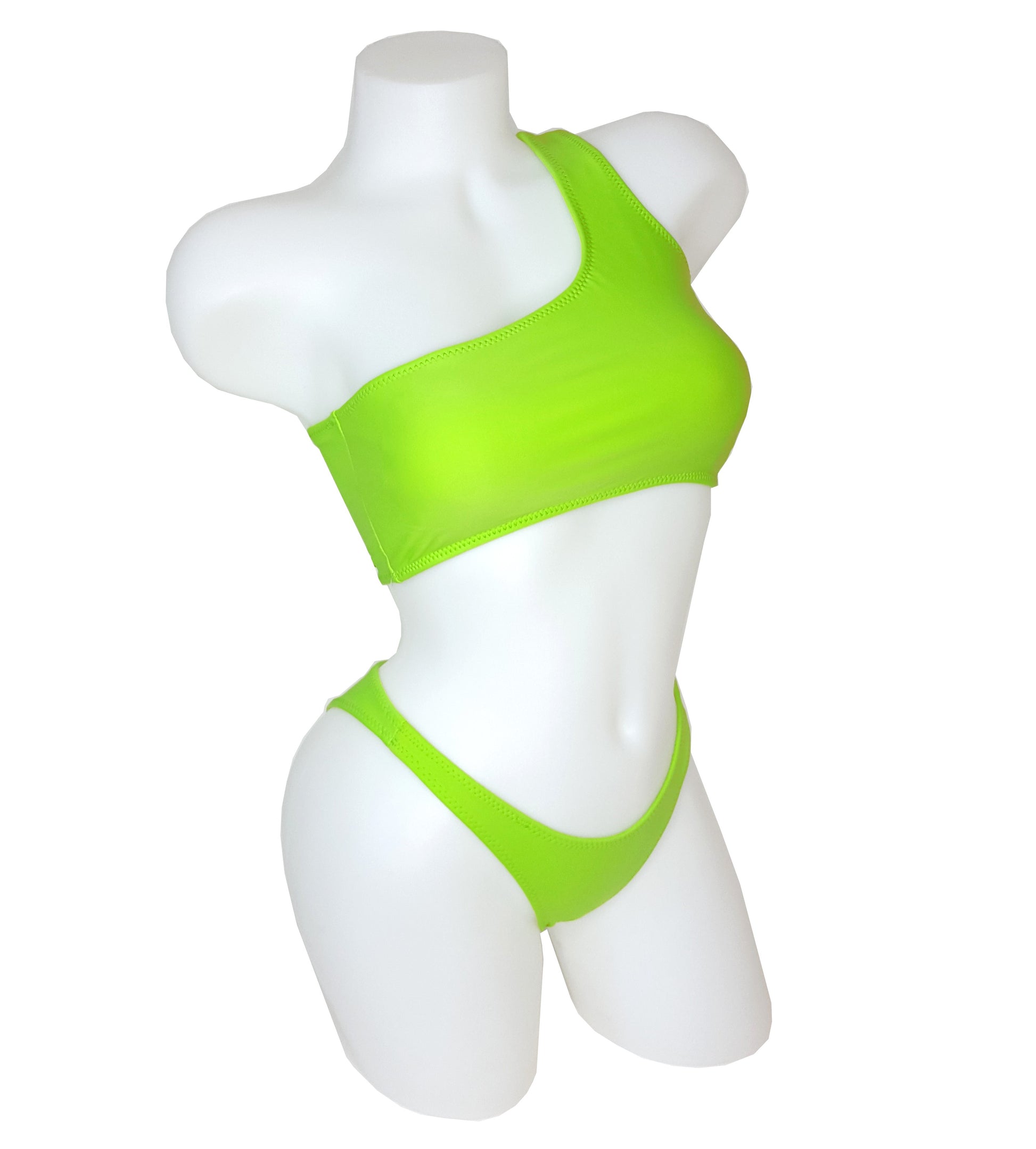 Lime Green One-Shoulder Swimsuit – JW Couture