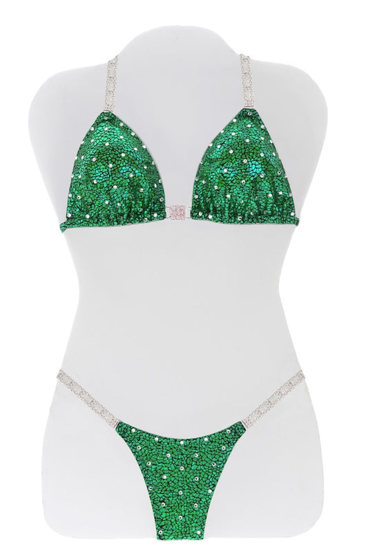 $350 All Over Green Avatar Bikini Suit