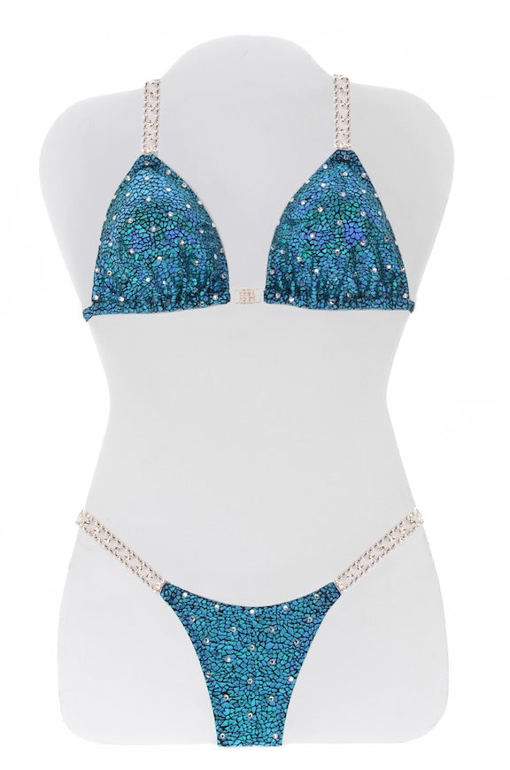 $370 All Over Turquoise Avatar Bikini Suit