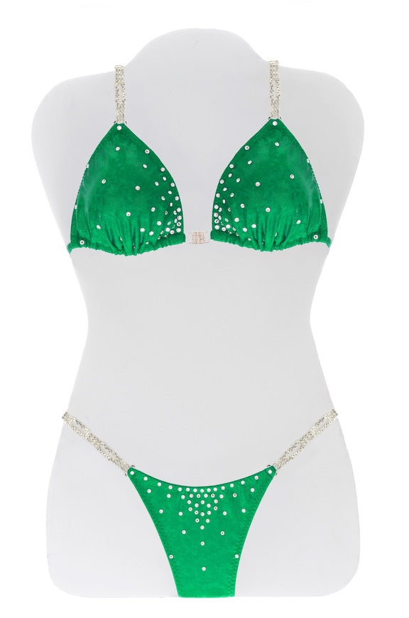$350 Fade From Inside Green Hologram Bikini Suit