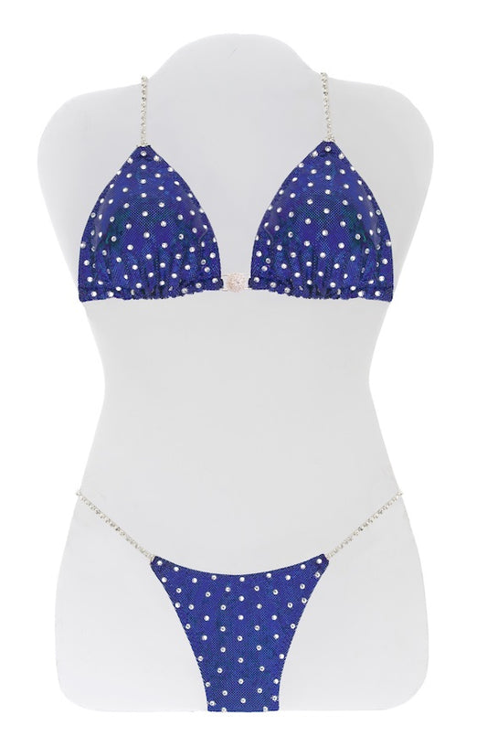 $450 All Over Blue Hologram Bikini Suit