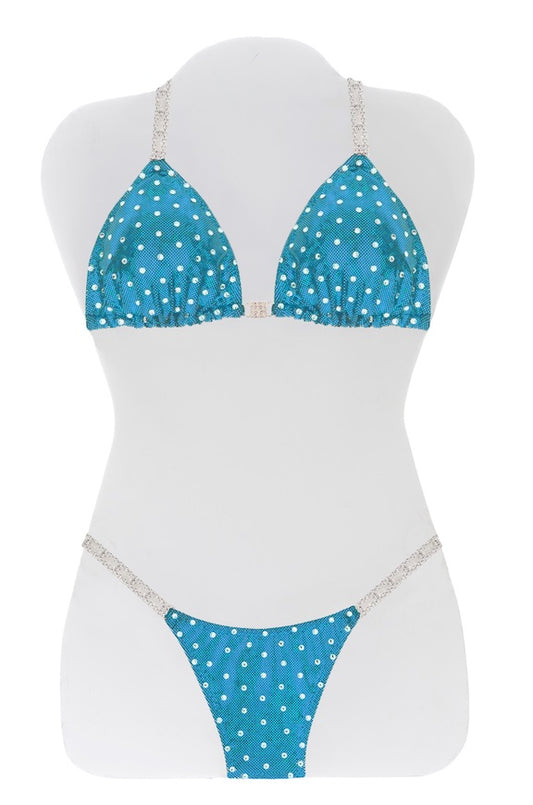 $450 All Over Teal Hologram Bikini Suit