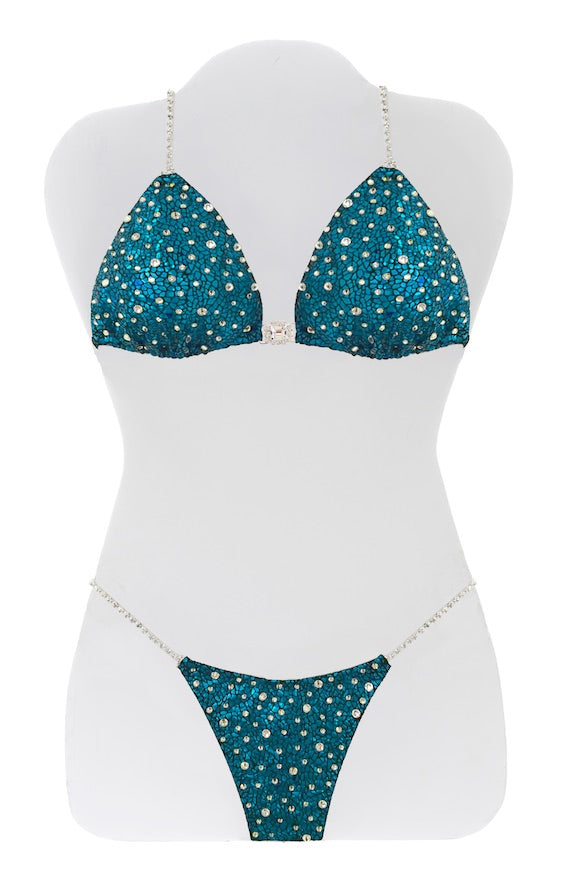 $500 All Over Turquoise Avatar Bikini Suit