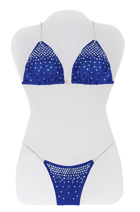 $550 Fade Down Blue Hologram Bikini Suit